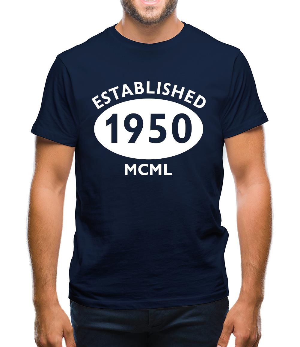 Established 1950 Roman Numerals Mens T-Shirt Established 1950 Roman Numerals Mens T-Shirt