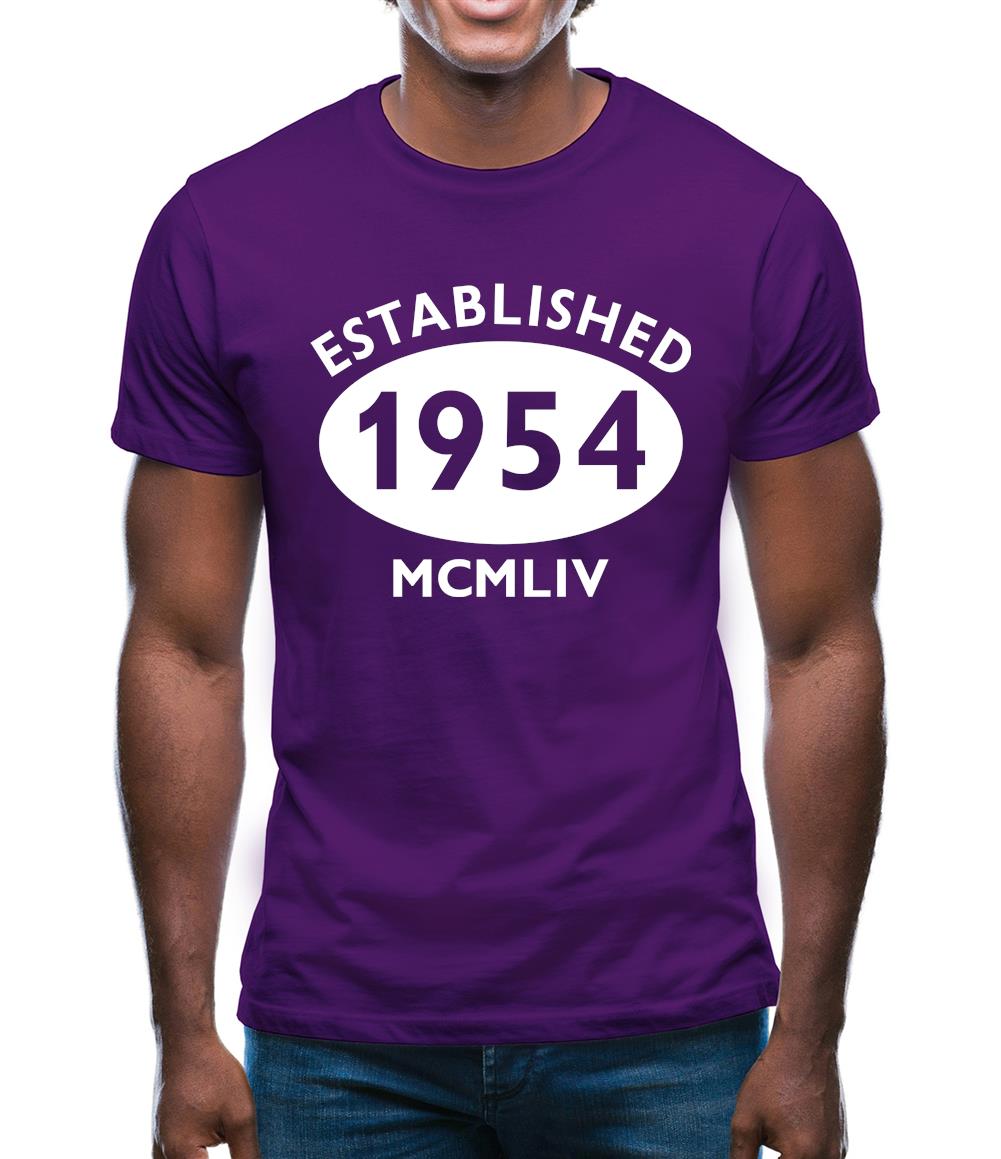 Established 1954 Roman Numerals Mens T-Shirt Established 1954 Roman Numerals Mens T-Shirt