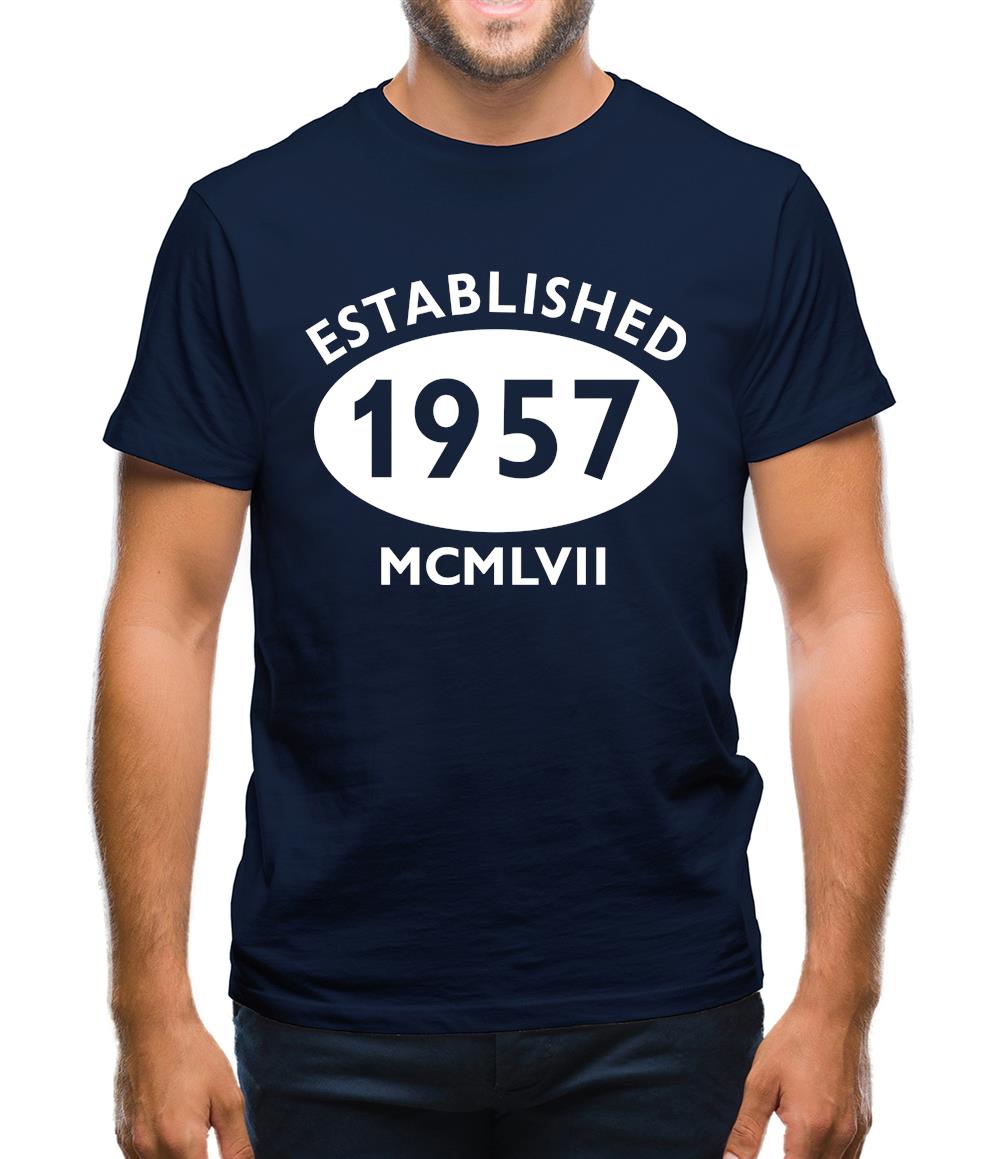 Established 1957 Roman Numerals Mens T-Shirt Established 1957 Roman Numerals Mens T-Shirt