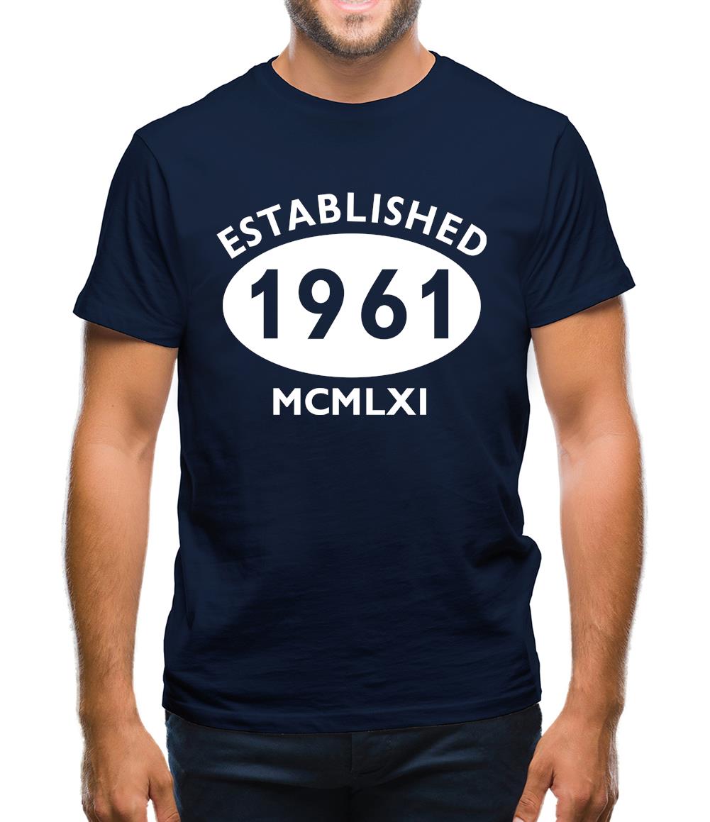 Established 1961 Roman Numerals Mens T-Shirt Established 1961 Roman Numerals Mens T-Shirt