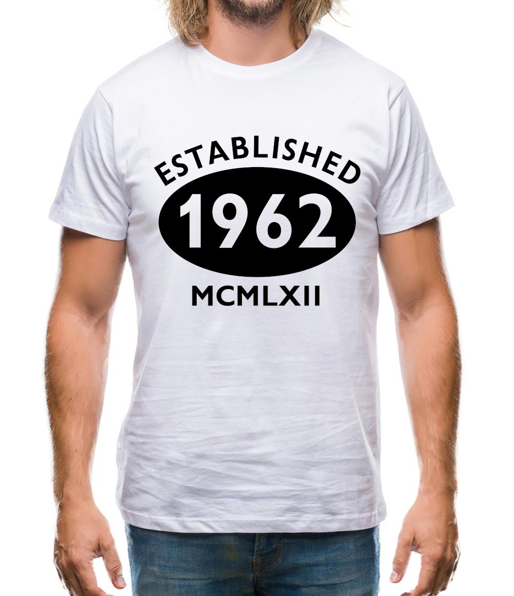 Established 1962 Roman Numerals Mens T-Shirt Established 1962 Roman Numerals Mens T-Shirt