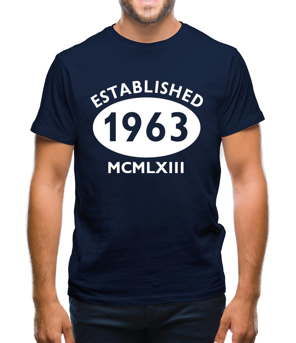 Established 1963 Roman Numerals Mens T-Shirt Established 1963 Roman Numerals Mens T-Shirt