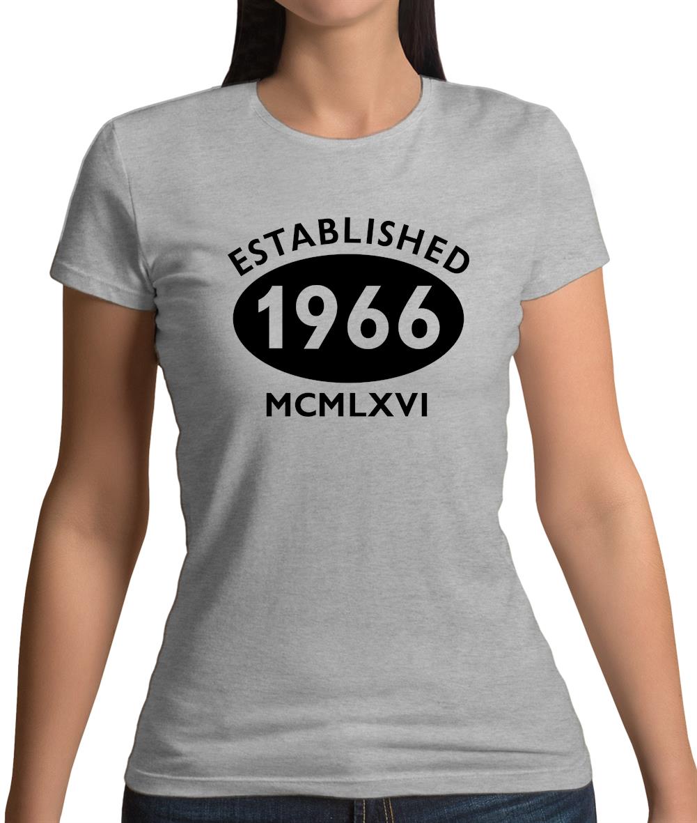 Established 1966 Roman Numerals Womens T-Shirt Established 1966 Roman Numerals Womens T-Shirt