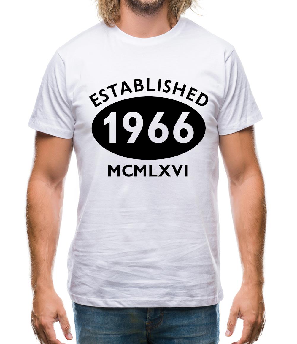 Established 1966 Roman Numerals Mens T-Shirt Established 1966 Roman Numerals Mens T-Shirt