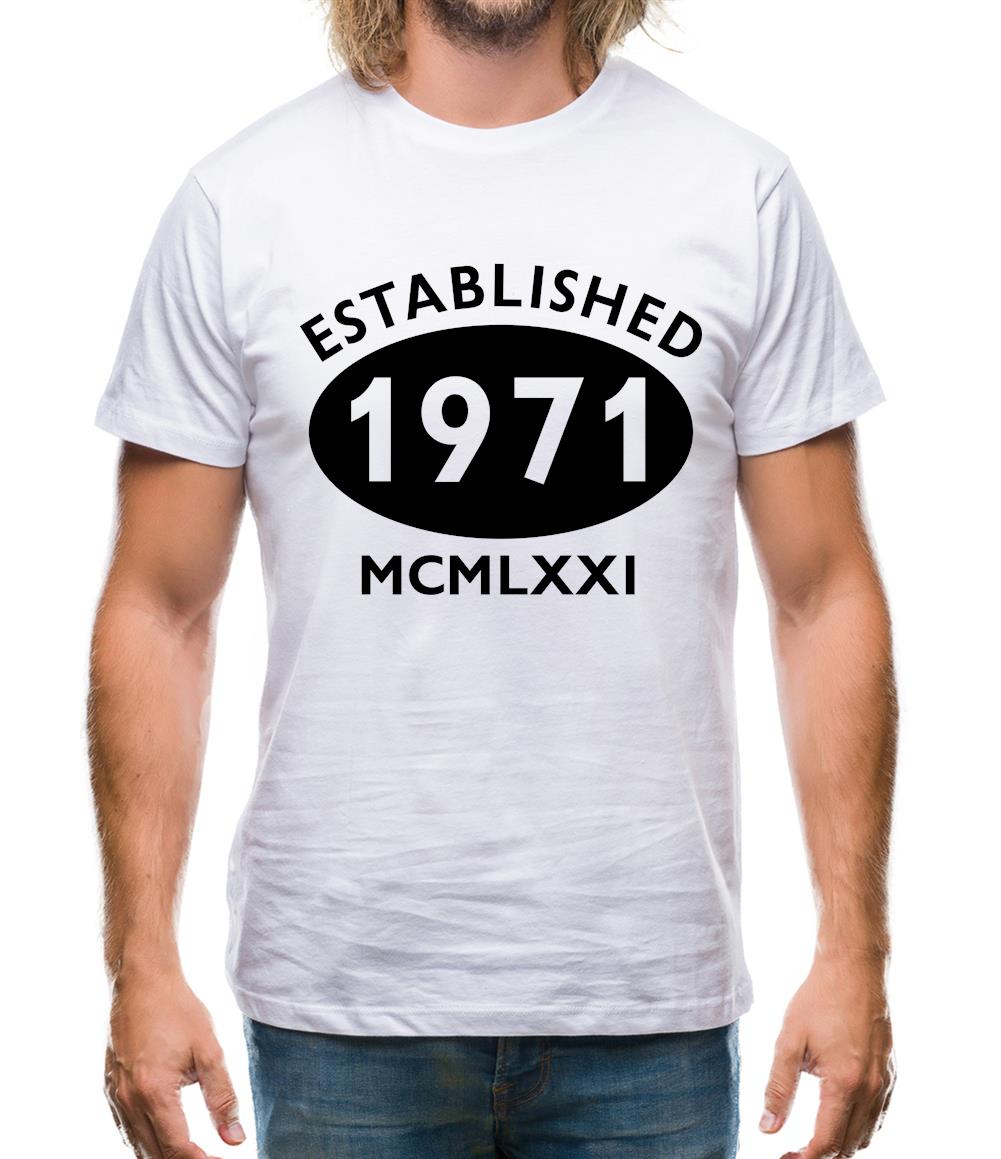 Established 1971 Roman Numerals Mens T-Shirt Established 1971 Roman Numerals Mens T-Shirt