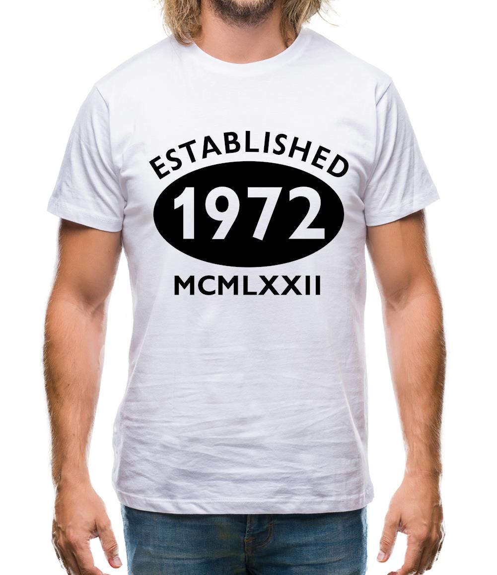 Established 1972 Roman Numerals Mens T-Shirt Established 1972 Roman Numerals Mens T-Shirt