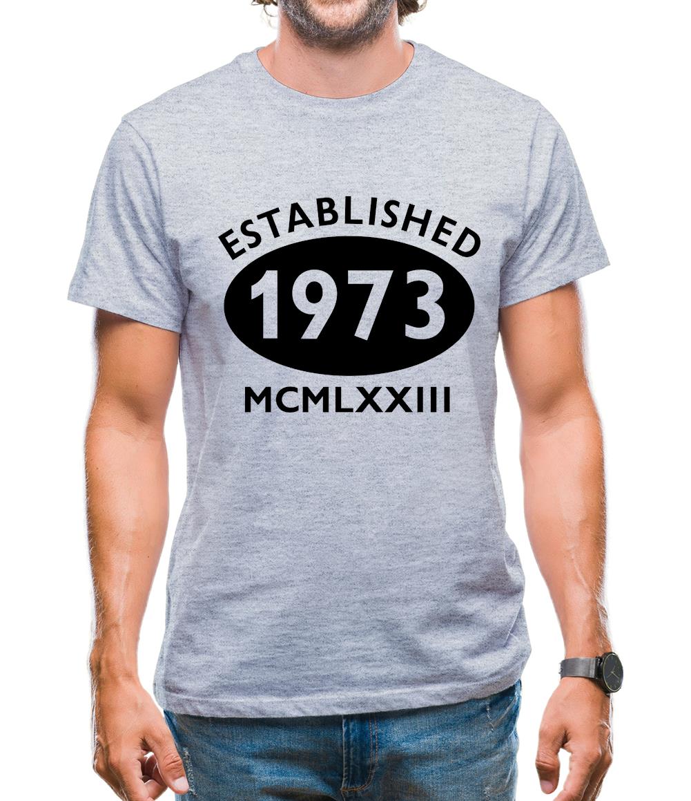 Established 1973 Roman Numerals Mens T-Shirt Established 1973 Roman Numerals Mens T-Shirt