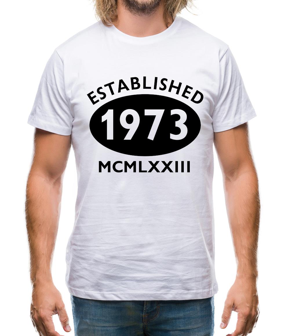 Established 1973 Roman Numerals Mens T-Shirt Established 1973 Roman Numerals Mens T-Shirt