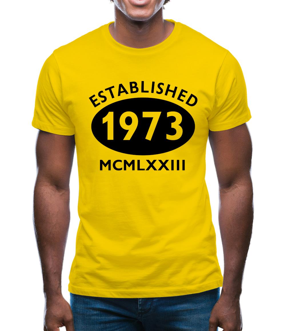 Established 1973 Roman Numerals Mens T-Shirt Established 1973 Roman Numerals Mens T-Shirt