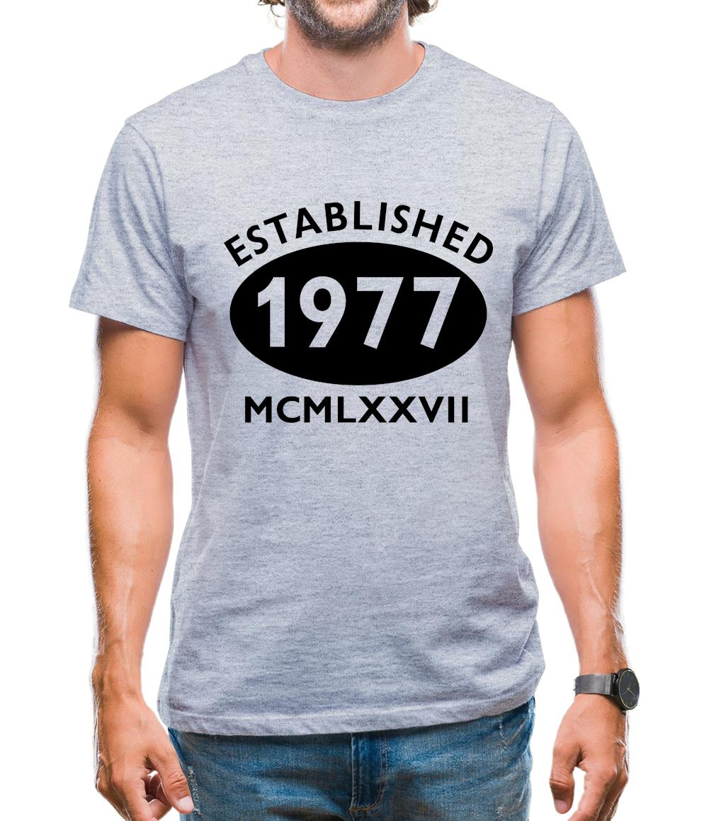 Established 1977 Roman Numerals Mens T-Shirt Established 1977 Roman Numerals Mens T-Shirt