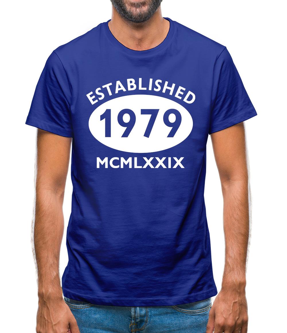 Established 1979 Roman Numerals Mens T-Shirt Established 1979 Roman Numerals Mens T-Shirt