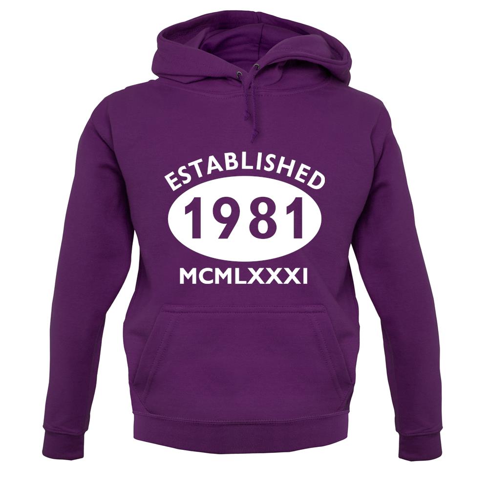 Established 1981 Roman Numerals unisex hoodie Established 1981 Roman Numerals unisex hoodie