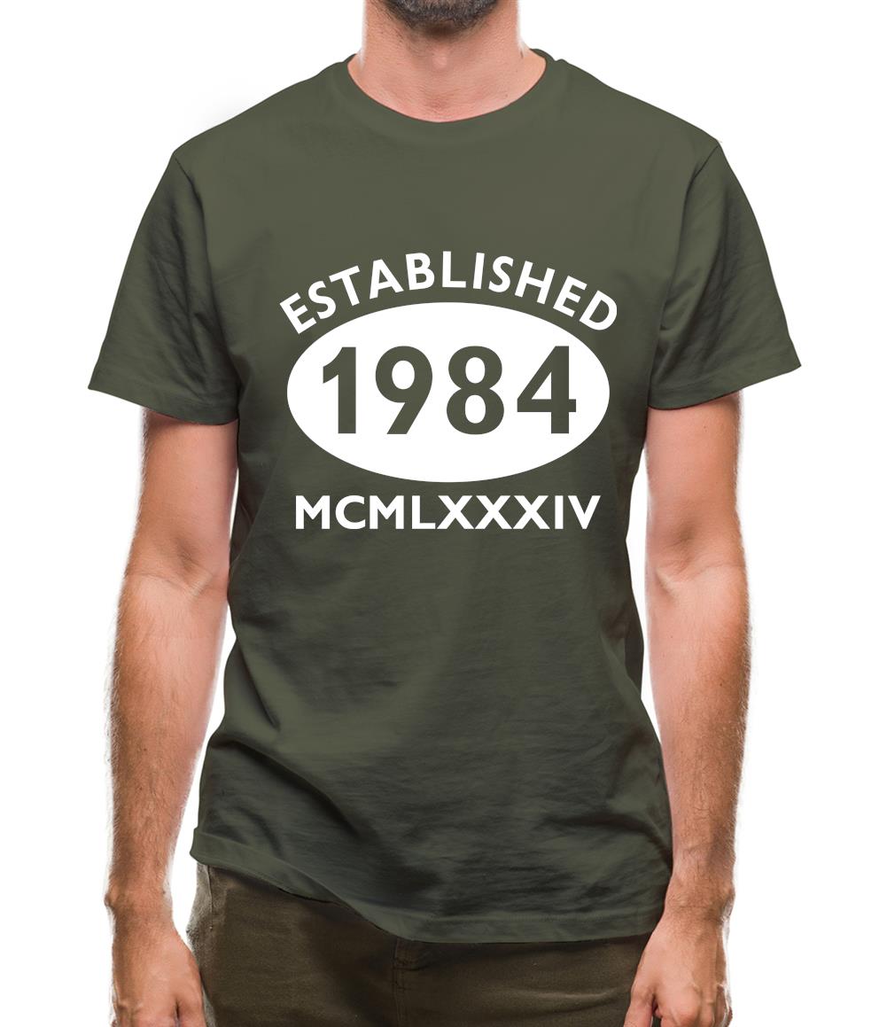 Established 1984 Roman Numerals Mens T-Shirt Established 1984 Roman Numerals Mens T-Shirt