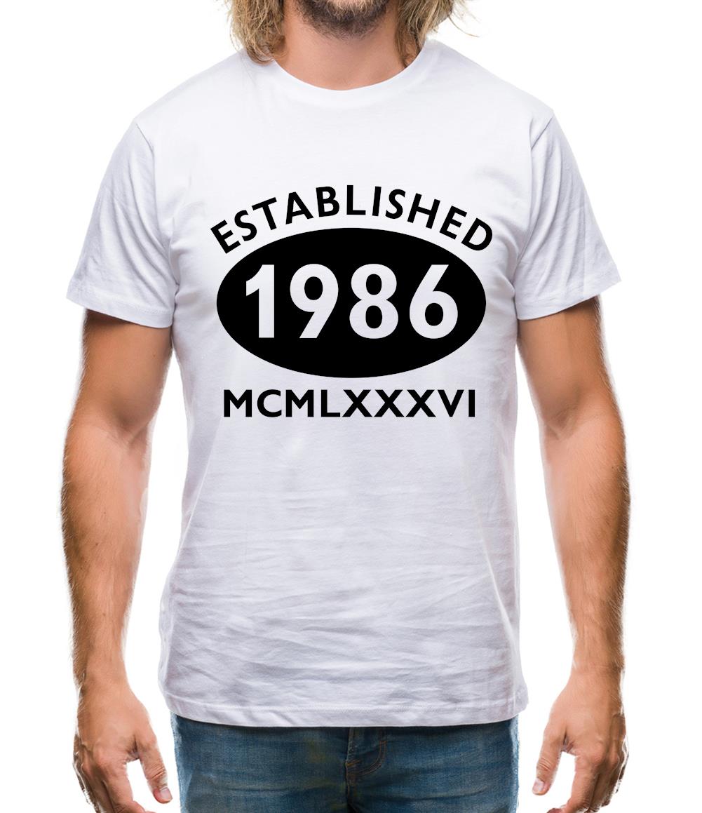 Established 1986 Roman Numerals Mens T-Shirt Established 1986 Roman Numerals Mens T-Shirt