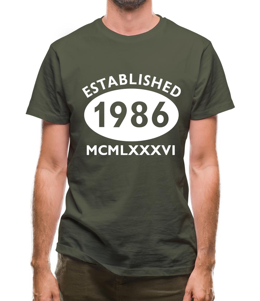 Established 1986 Roman Numerals Mens T-Shirt Established 1986 Roman Numerals Mens T-Shirt