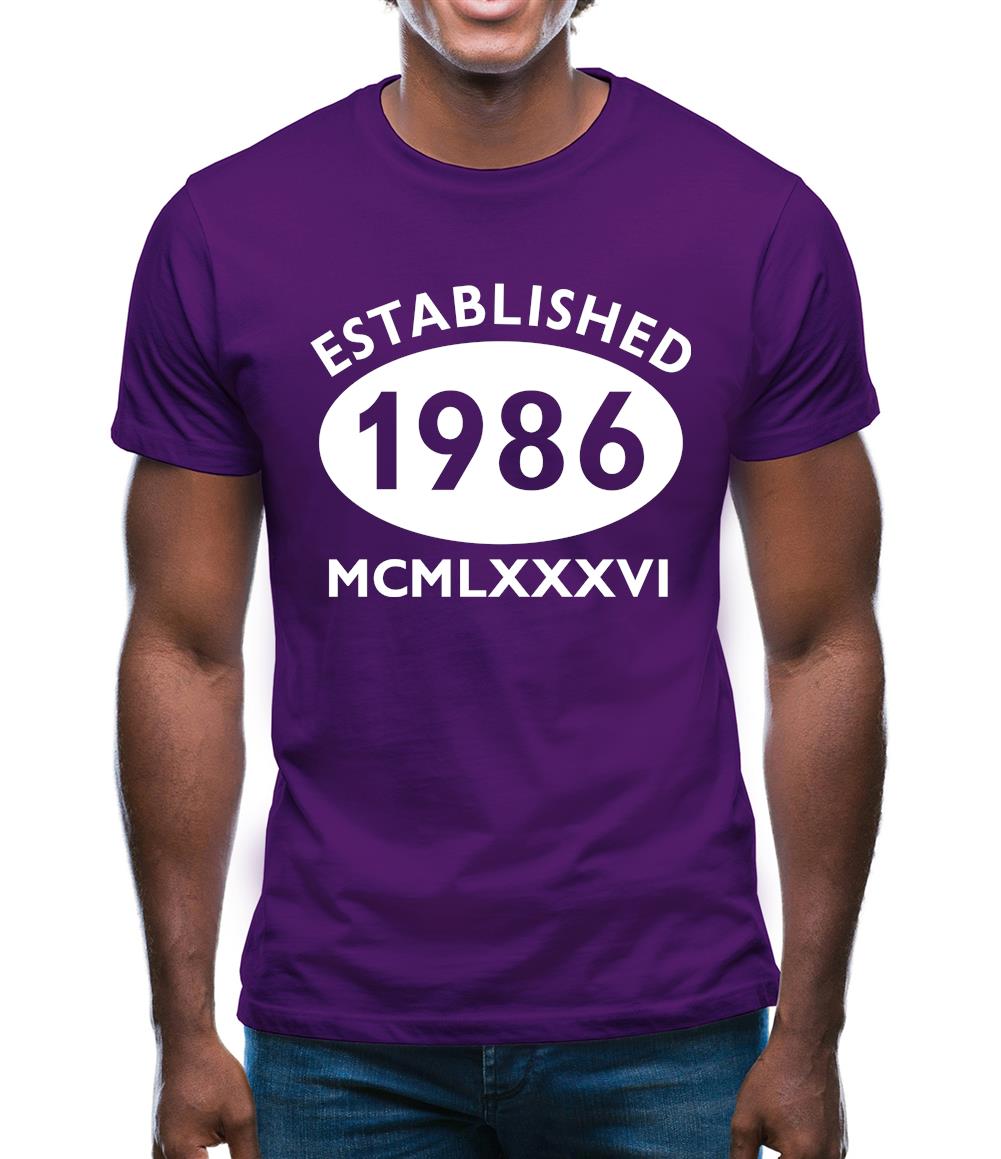 Established 1986 Roman Numerals Mens T-Shirt Established 1986 Roman Numerals Mens T-Shirt