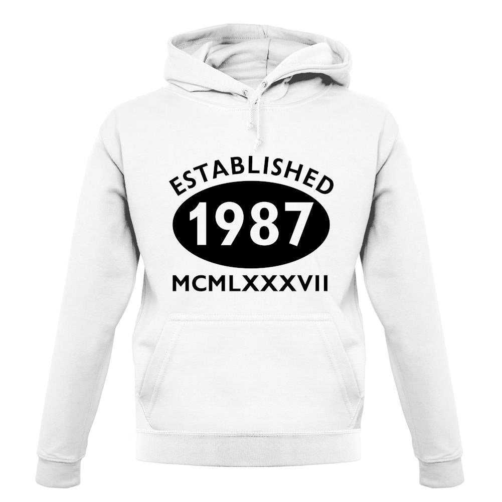 Established 1987 Roman Numerals unisex hoodie Established 1987 Roman Numerals unisex hoodie