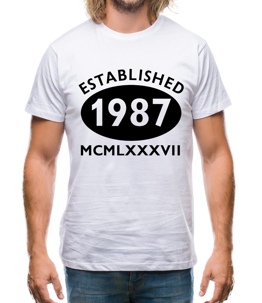 Established 1987 Roman Numerals Mens T-Shirt Established 1987 Roman Numerals Mens T-Shirt