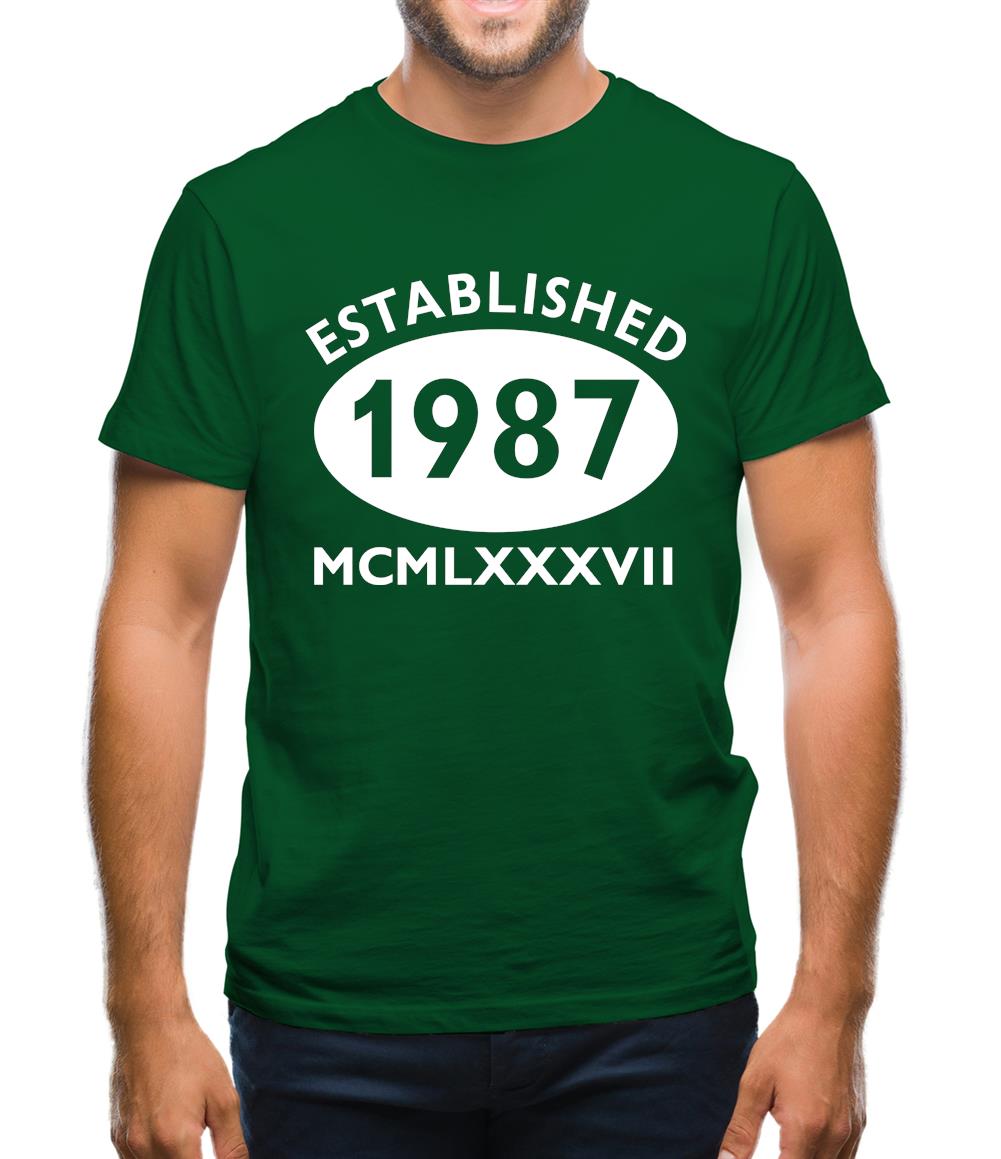 Established 1987 Roman Numerals Mens T-Shirt Established 1987 Roman Numerals Mens T-Shirt
