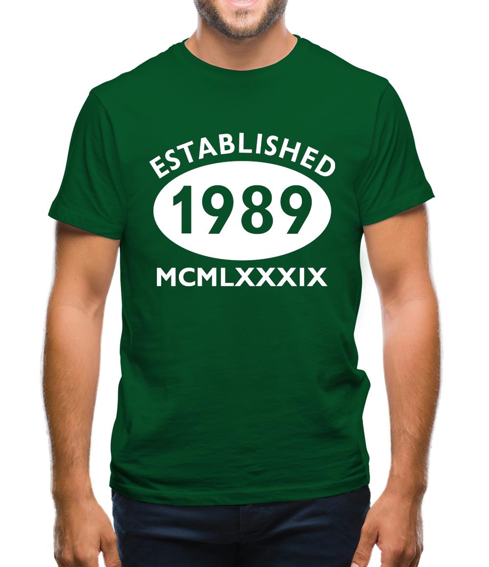 Established 1989 Roman Numerals Mens T-Shirt Established 1989 Roman Numerals Mens T-Shirt
