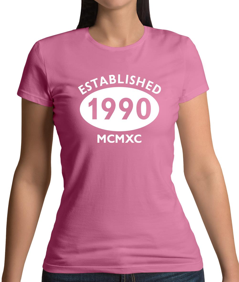 Established 1990 Roman Numerals Womens T-Shirt Established 1990 Roman Numerals Womens T-Shirt