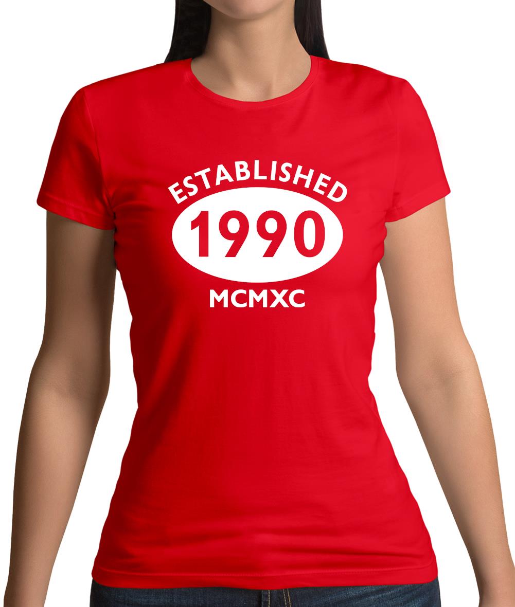 Established 1990 Roman Numerals Womens T-Shirt Established 1990 Roman Numerals Womens T-Shirt