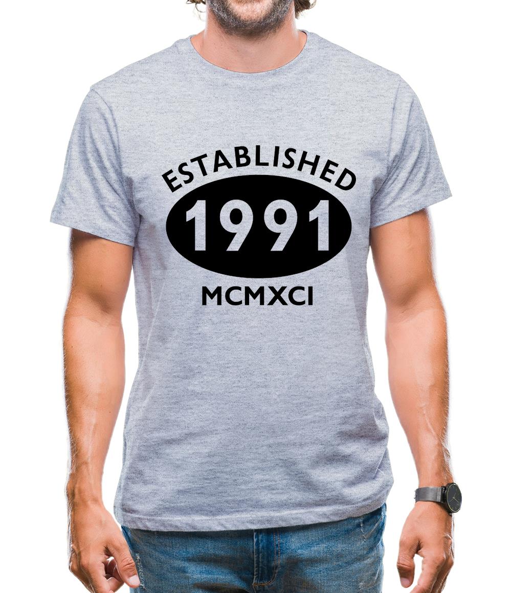 Established 1991 Roman Numerals Mens T-Shirt Established 1991 Roman Numerals Mens T-Shirt