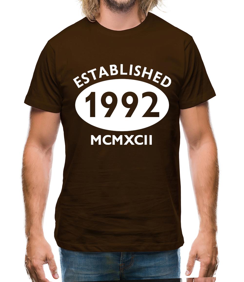 Established 1992 Roman Numerals Mens T-Shirt Established 1992 Roman Numerals Mens T-Shirt