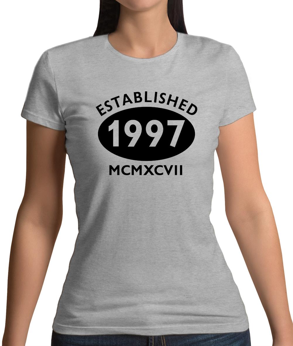 Established 1997 Roman Numerals Womens T-Shirt Established 1997 Roman Numerals Womens T-Shirt