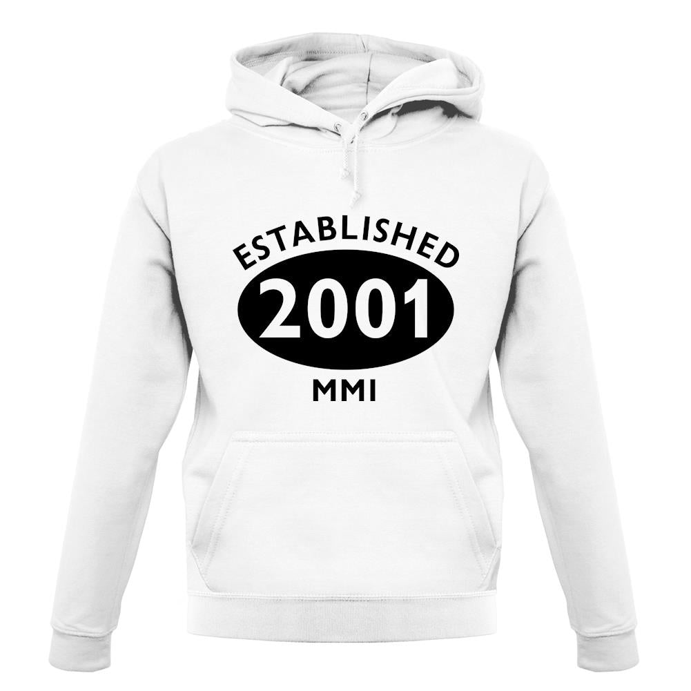 Established 2001 Roman Numerals unisex hoodie Established 2001 Roman Numerals unisex hoodie