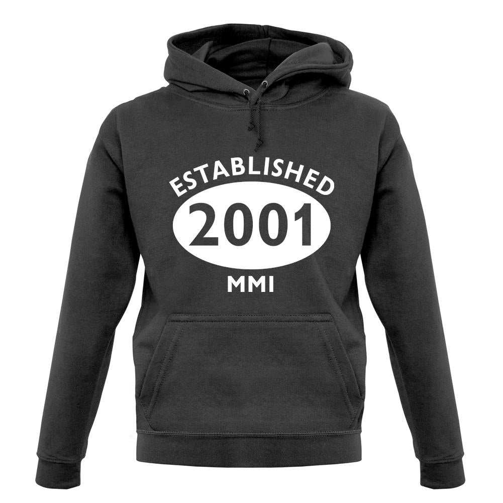 Established 2001 Roman Numerals unisex hoodie Established 2001 Roman Numerals unisex hoodie