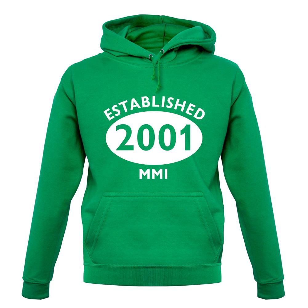 Established 2001 Roman Numerals unisex hoodie Established 2001 Roman Numerals unisex hoodie