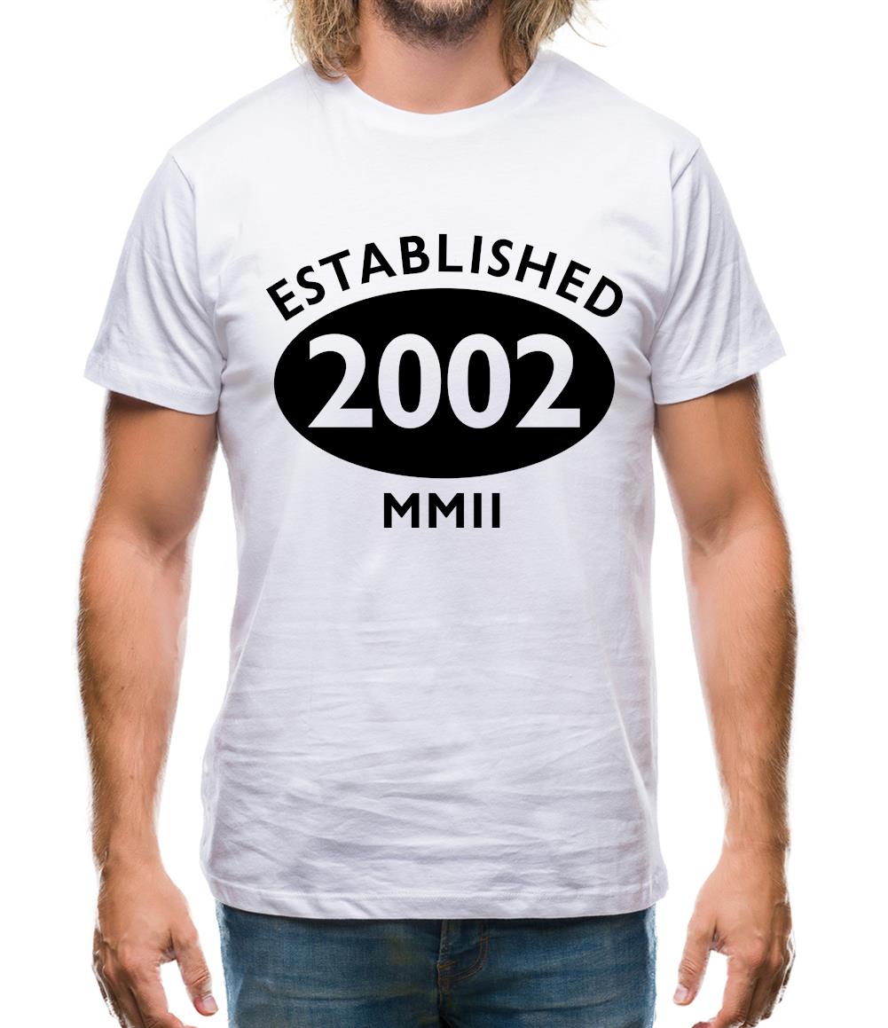 Established 2002 Roman Numerals Mens T-Shirt Established 2002 Roman Numerals Mens T-Shirt