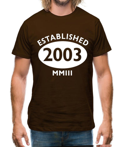 Established 2003 Roman Numerals Mens T-Shirt