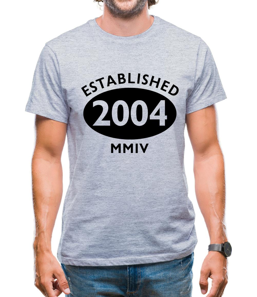 Established 2004 Roman Numerals Mens T-Shirt Established 2004 Roman Numerals Mens T-Shirt