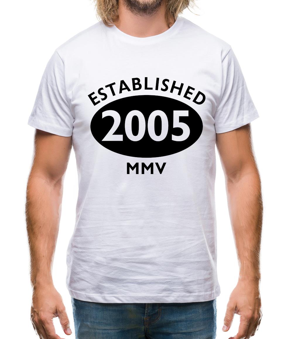 Established 2005 Roman Numerals Mens T-Shirt Established 2005 Roman Numerals Mens T-Shirt