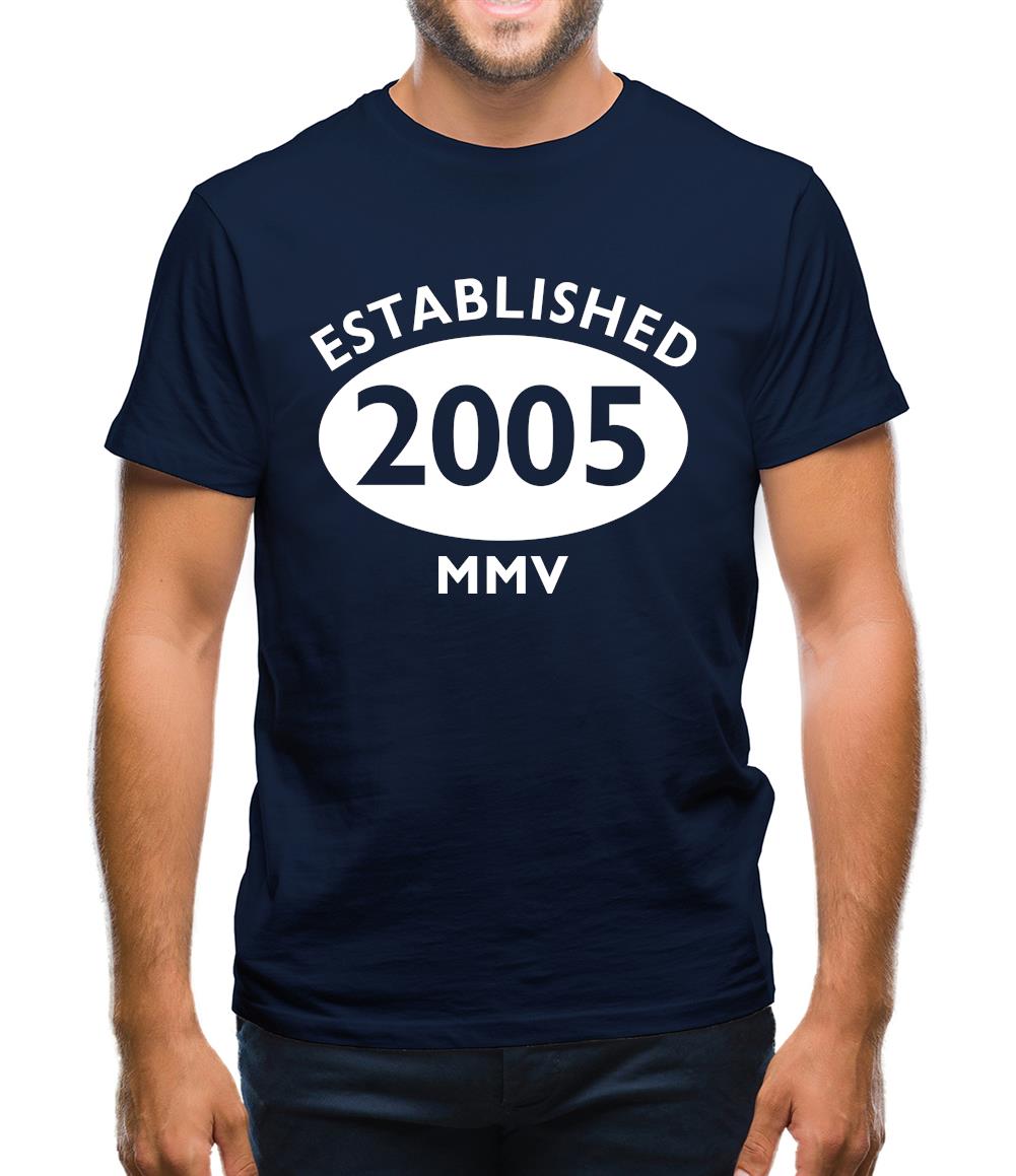 Established 2005 Roman Numerals Mens T-Shirt Established 2005 Roman Numerals Mens T-Shirt