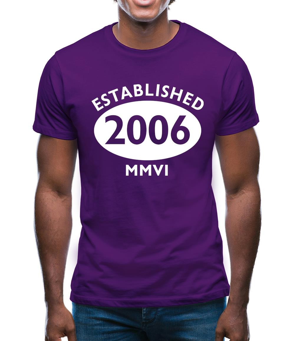 Established 2006 Roman Numerals Mens T-Shirt Established 2006 Roman Numerals Mens T-Shirt