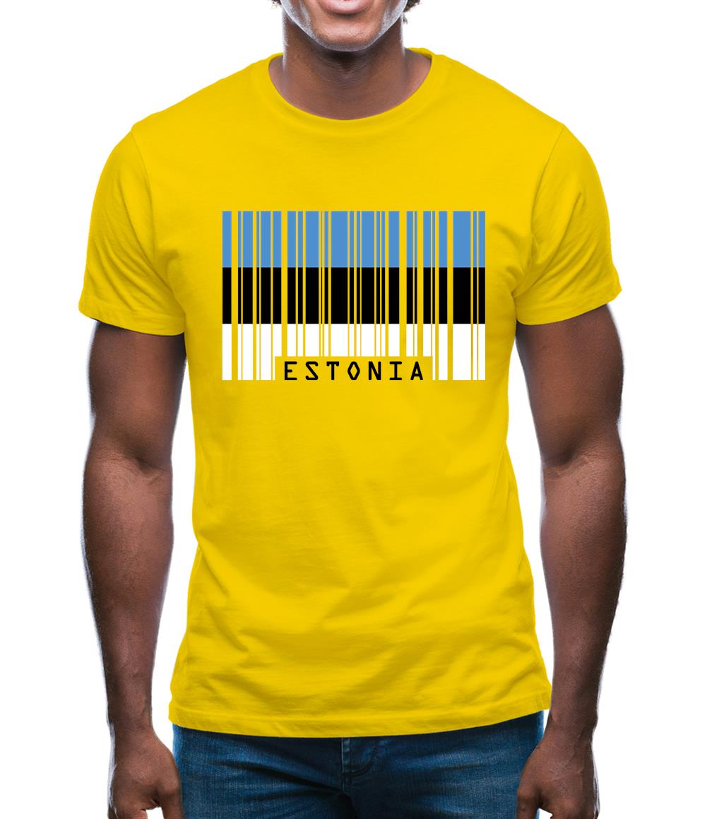 Estonia Barcode Style Flag Mens T-Shirt Estonia Barcode Style Flag Mens T-Shirt