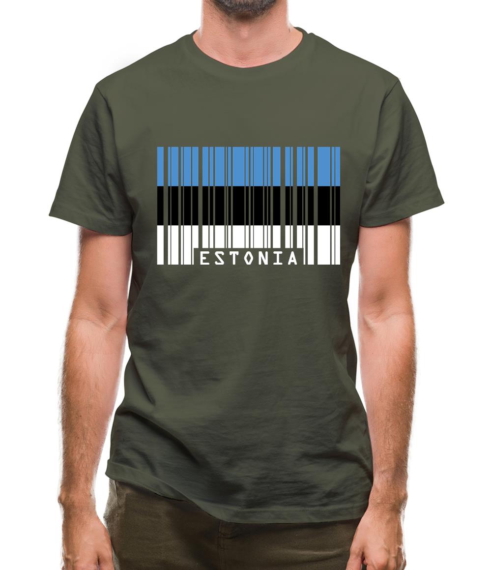 Estonia Barcode Style Flag Mens T-Shirt Estonia Barcode Style Flag Mens T-Shirt