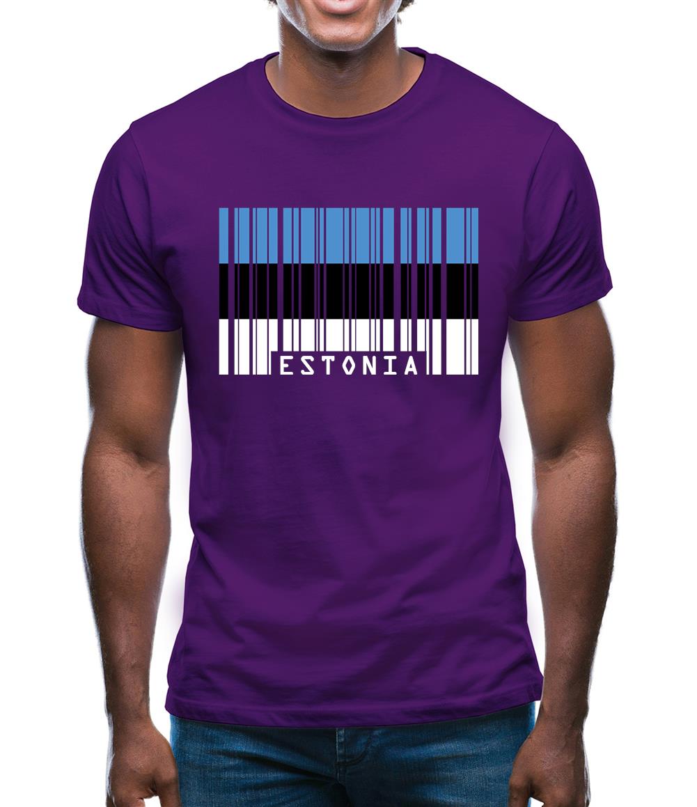 Estonia Barcode Style Flag Mens T-Shirt Estonia Barcode Style Flag Mens T-Shirt