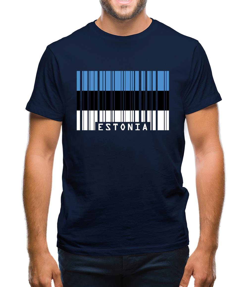 Estonia Barcode Style Flag Mens T-Shirt Estonia Barcode Style Flag Mens T-Shirt