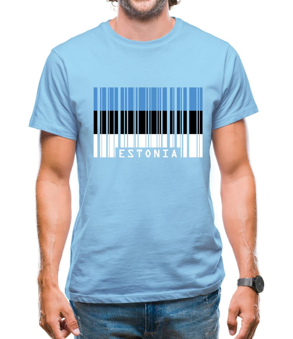 Estonia Barcode Style Flag Mens T-Shirt Estonia Barcode Style Flag Mens T-Shirt