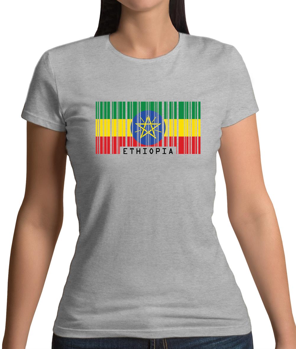 Ethiopia Barcode Style Flag Womens T-Shirt Ethiopia Barcode Style Flag Womens T-Shirt