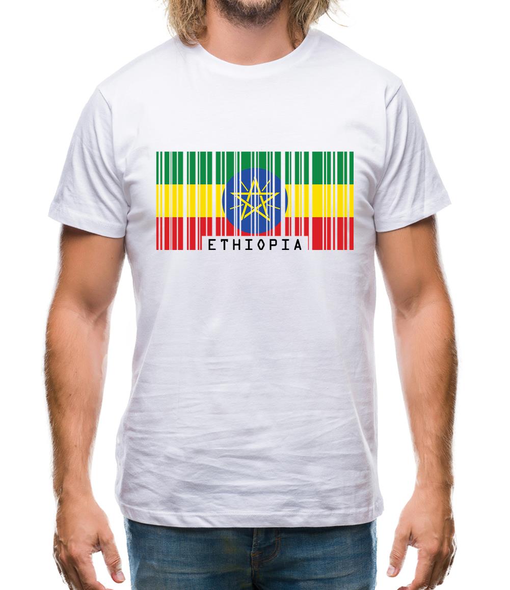 Ethiopia Barcode Style Flag Mens T-Shirt Ethiopia Barcode Style Flag Mens T-Shirt