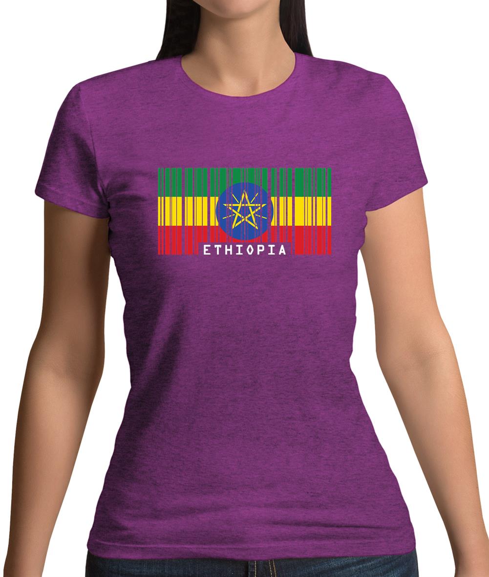 Ethiopia Barcode Style Flag Womens T-Shirt Ethiopia Barcode Style Flag Womens T-Shirt