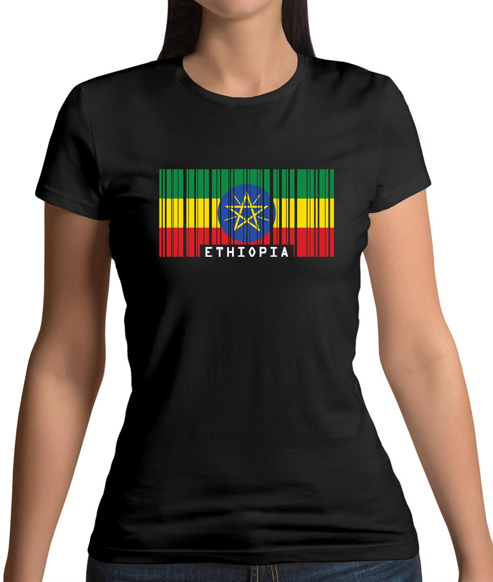 Ethiopia Barcode Style Flag Womens T-Shirt Ethiopia Barcode Style Flag Womens T-Shirt