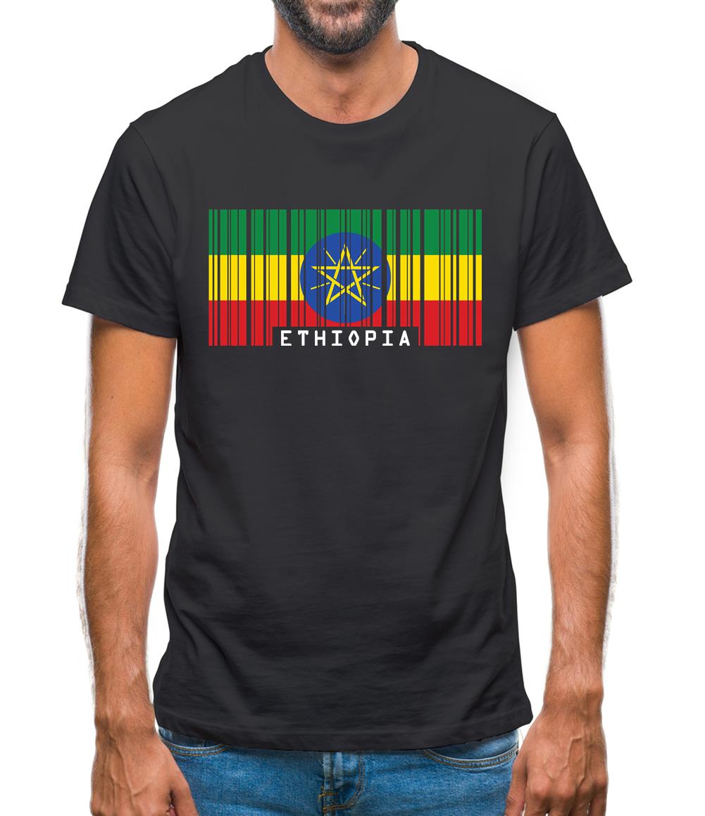 Ethiopia Barcode Style Flag Mens T-Shirt Ethiopia Barcode Style Flag Mens T-Shirt