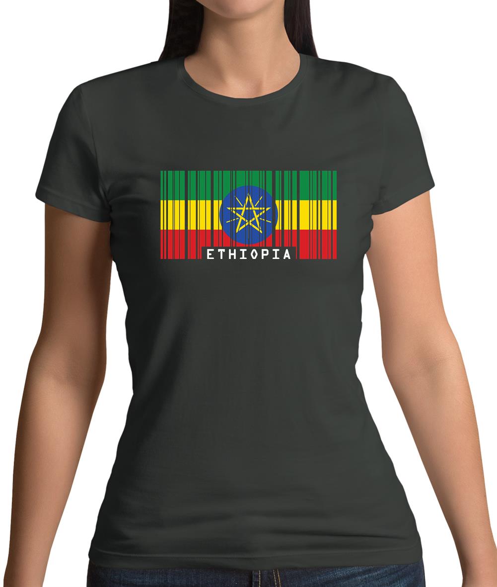 Ethiopia Barcode Style Flag Womens T-Shirt Ethiopia Barcode Style Flag Womens T-Shirt