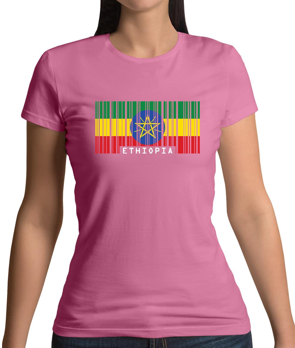Ethiopia Barcode Style Flag Womens T-Shirt Ethiopia Barcode Style Flag Womens T-Shirt